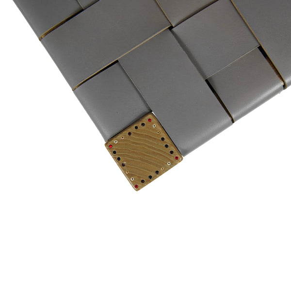 Henry Beguelin Square Short Stool Leather Grey