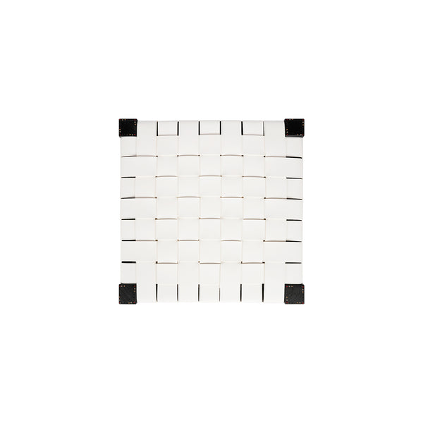 Henry Beguelin Square Short Stool Leather White