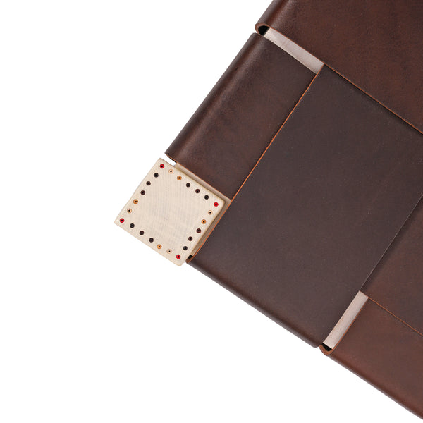 Henry Beguelin Square Stool Leather Dark Brown