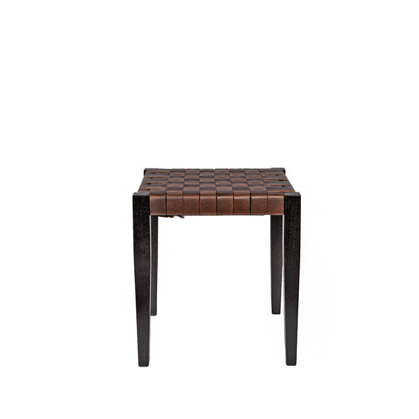 Henry Beguelin Square Stool Leather Ebony