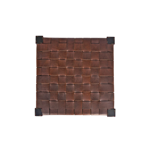 Henry Beguelin Square Stool Leather Ebony