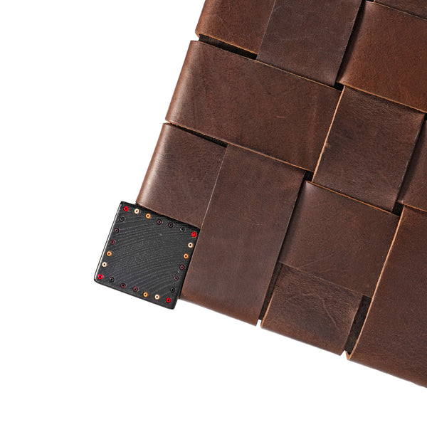 Henry Beguelin Square Stool Leather Ebony