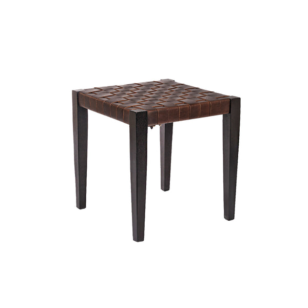 henry beguelin Square Stool Leather Ebony