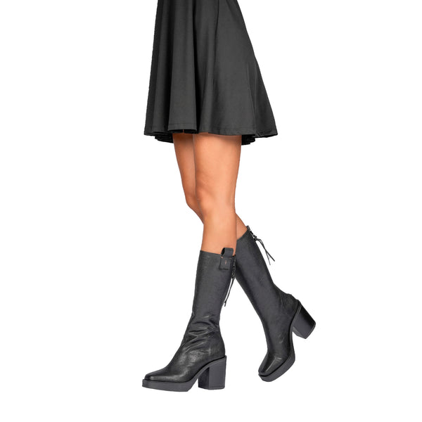 Henry Beguelin Square Toe Boot Old Iron Black