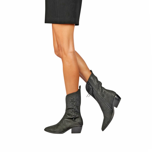 Henry Beguelin Texan Boot Grattato Nero