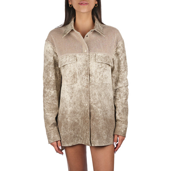 henry beguelin Vintage Leather Shirt Beige