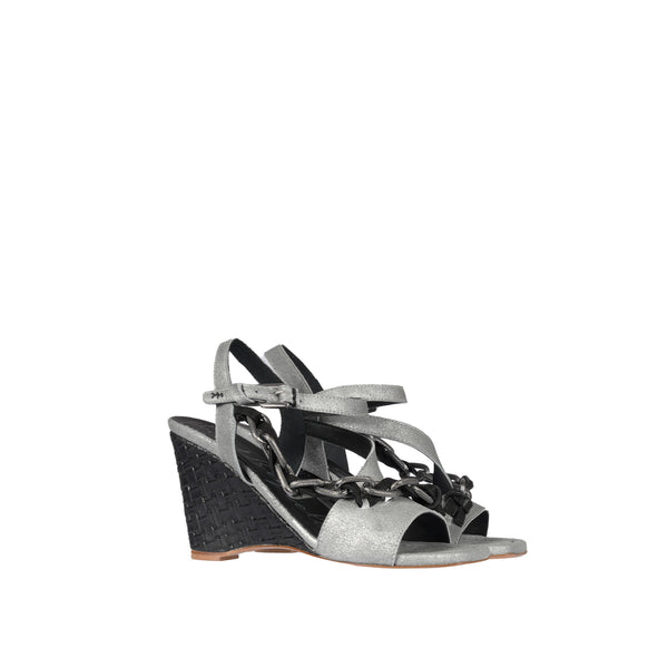 Henry Beguelin Wedge Jewel Sandal Graffiato Silver