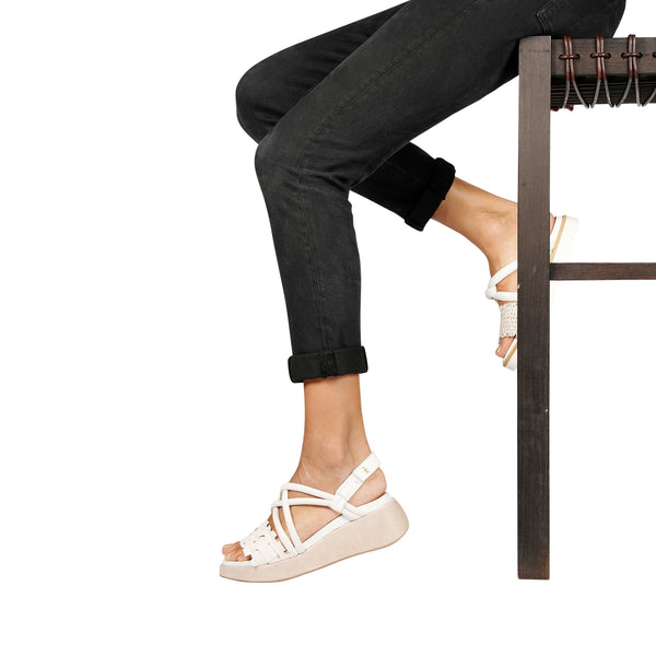 Henry Beguelin Wedge Sandal Intreccio Cesta White