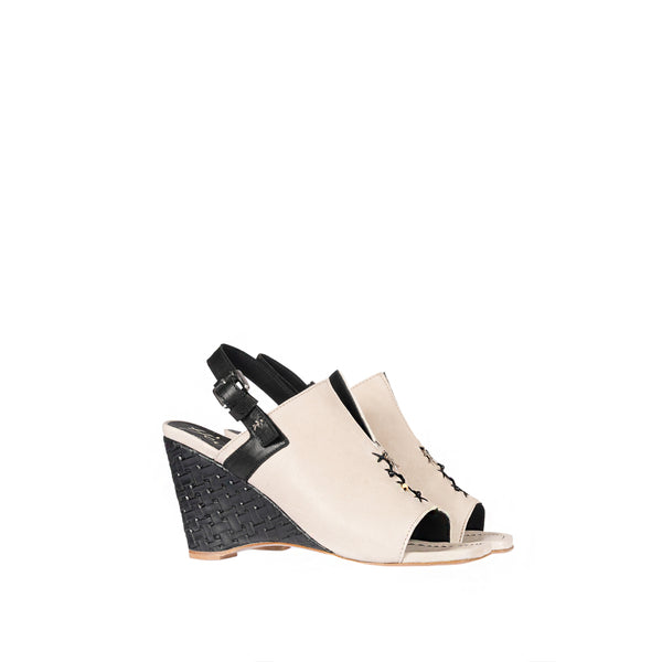 Henry Beguelin Wedge Sandal Old Iron Cream