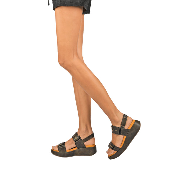 Henry Beguelin Wedge Sandal Old Iron Olive