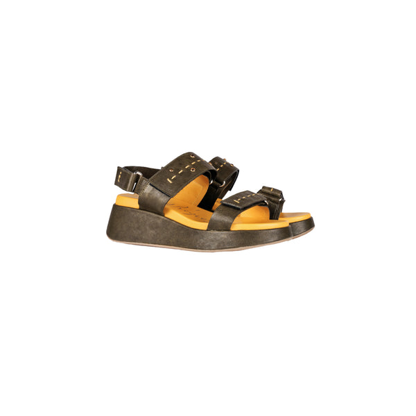 Henry Beguelin Wedge Sandal Old Iron Olive