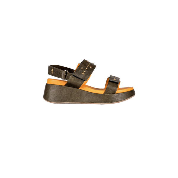 Henry Beguelin Wedge Sandal Old Iron Olive