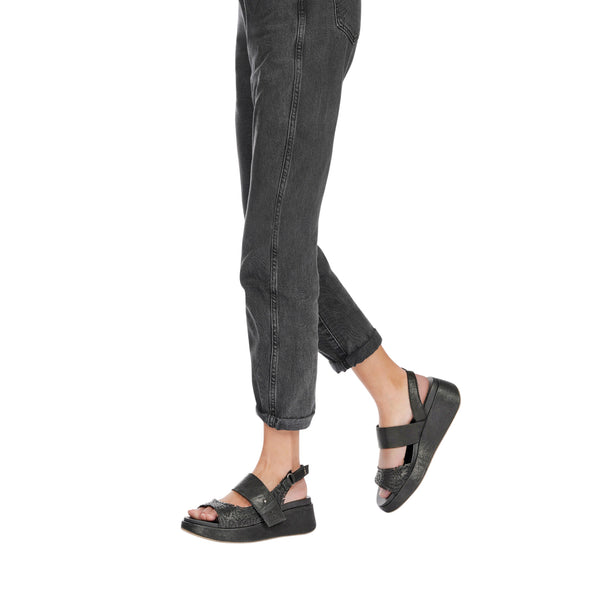 Henry Beguelin Wedge Sandal Pizzo Black