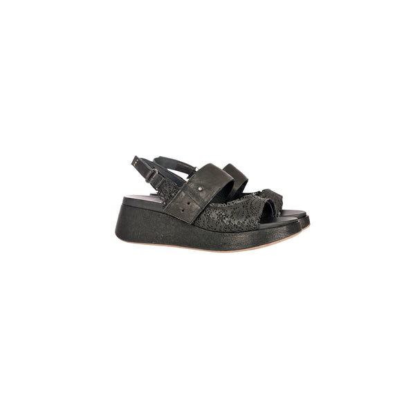 Henry Beguelin Wedge Sandal Pizzo Black