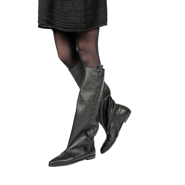 Henry Beguelin Wide-Leg Boot Old Iron Black