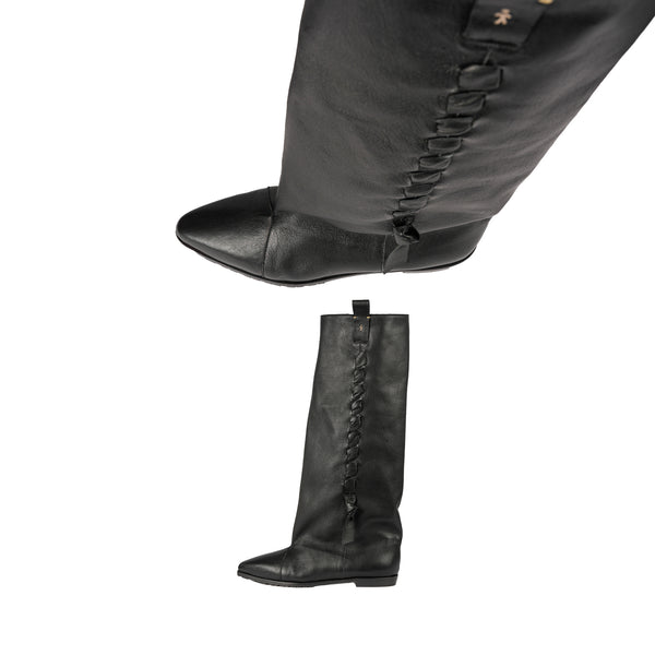 Henry Beguelin Wide-Leg Boot Old Iron Black