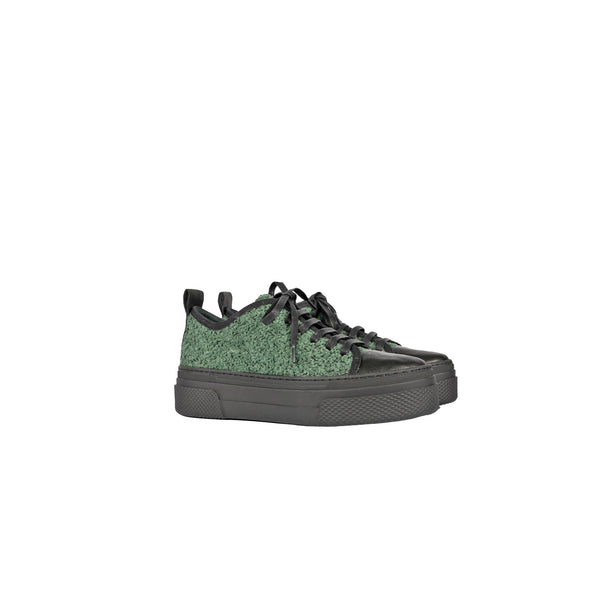 Henry Beguelin Wool Sneaker Bouclè Dark Green
