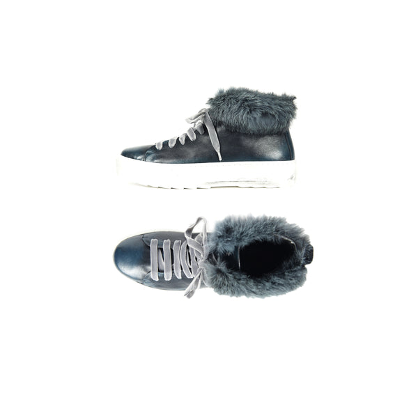 henry beguelin High-Top Fur Sneaker Sfumato Deep Blue