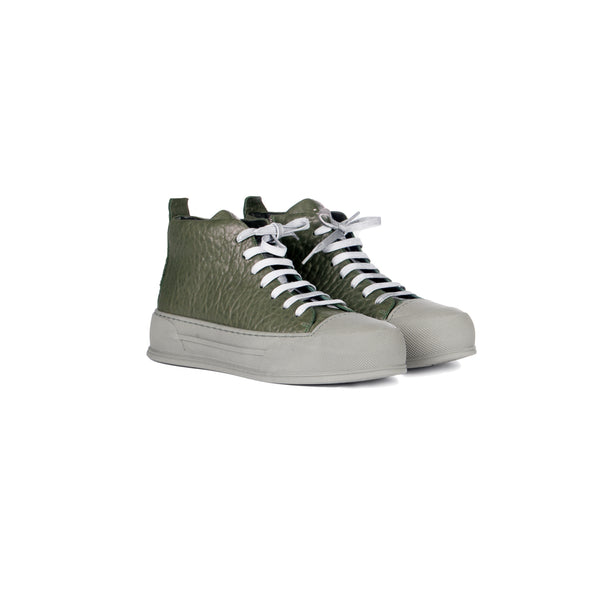 Henry Beguelin High Top Sneaker Granellato Forest Green