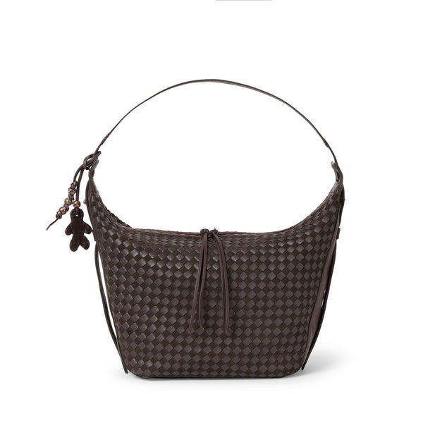 henry beguelin Ilenia M Bag Intreccio Scacchiera Dark Brown