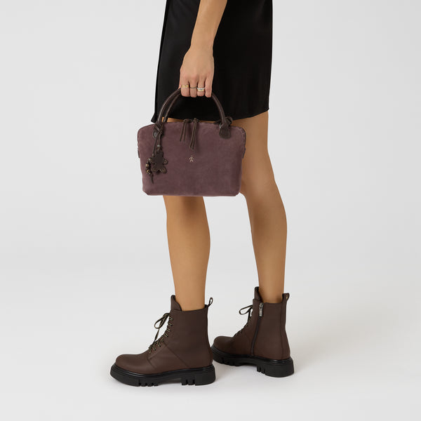 Henry Beguelin Imbutto M Suede Crossbody Bag Blackberry