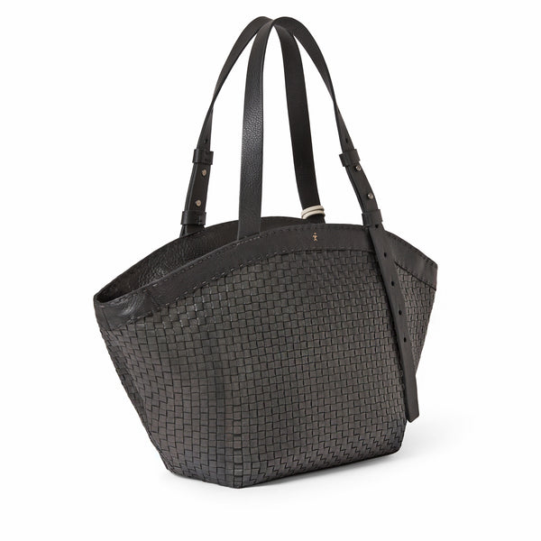 Henry Beguelin Jar Bag XL Intreccio Dama Laminato Black