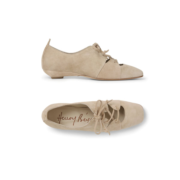 henry beguelin Lace-Up Low Heel Camoscio Vintage Beige
