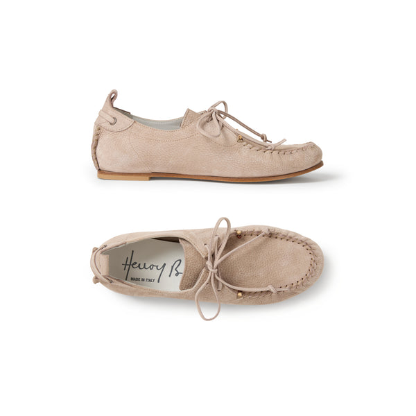 henry beguelin Lace-Up Moccasin Nabuck Resinato Mauve