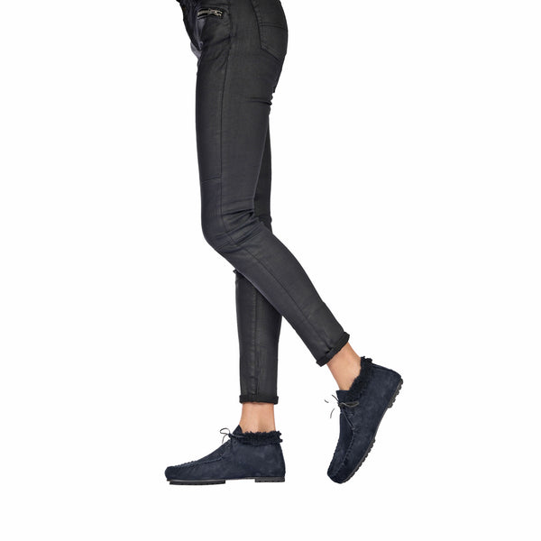 Henry Beguelin Lace-Up Shearling High Loafer Dark Blue