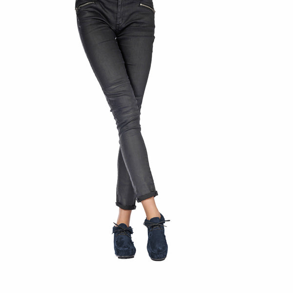 Henry Beguelin Lace-Up Shearling High Loafer Dark Blue