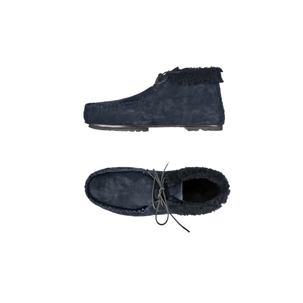 henry beguelin Lace-Up Shearling High Loafer Dark Blue