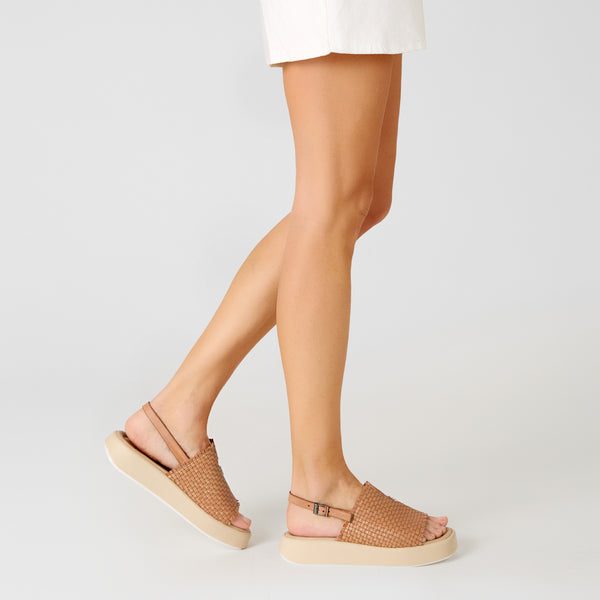 Henry Beguelin Maltinto Laminato Woven Sandal Brandy