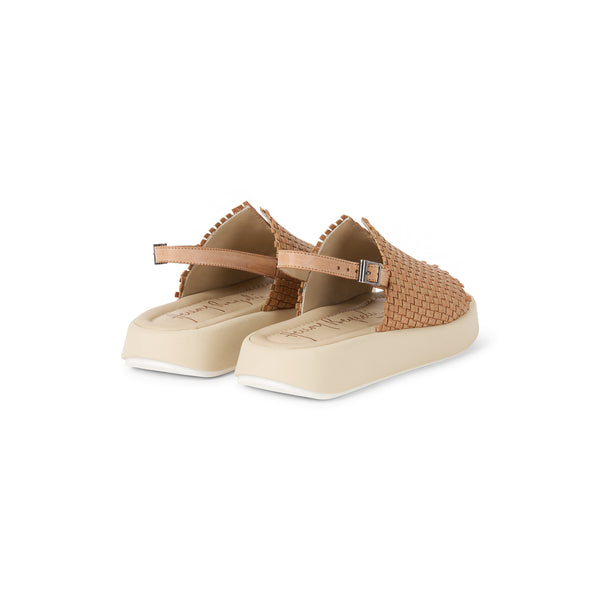 Henry Beguelin Maltinto Laminato Woven Sandal Brandy