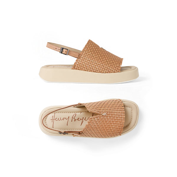 henry beguelin Maltinto Laminato Woven Sandal Brandy