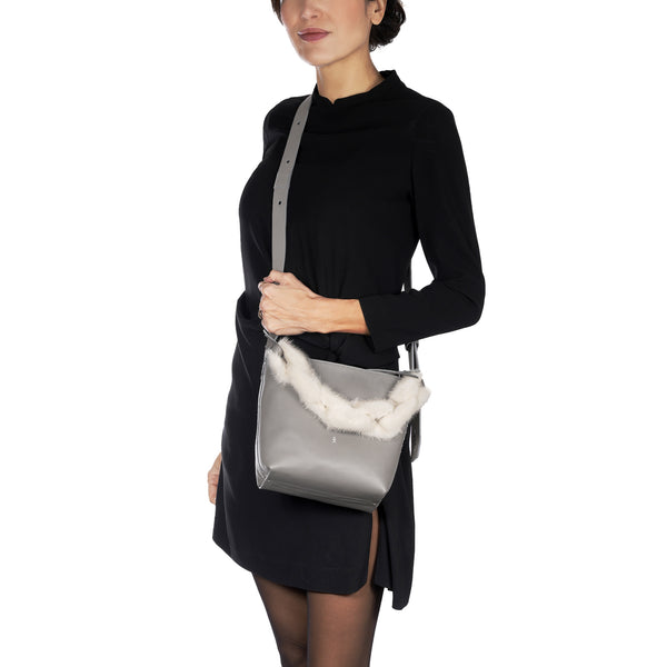 Henry Beguelin Margherita M Handle Fur Mousse Lead Grey