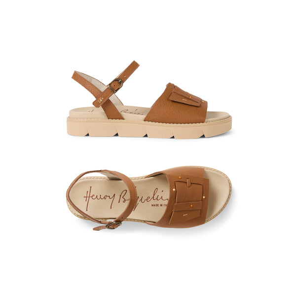 henry beguelin Martellato Buckle Strap Sandal Brandy