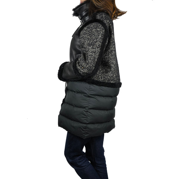 Henry Beguelin Middle Lenght Leather Down Pacaja Jacket Black