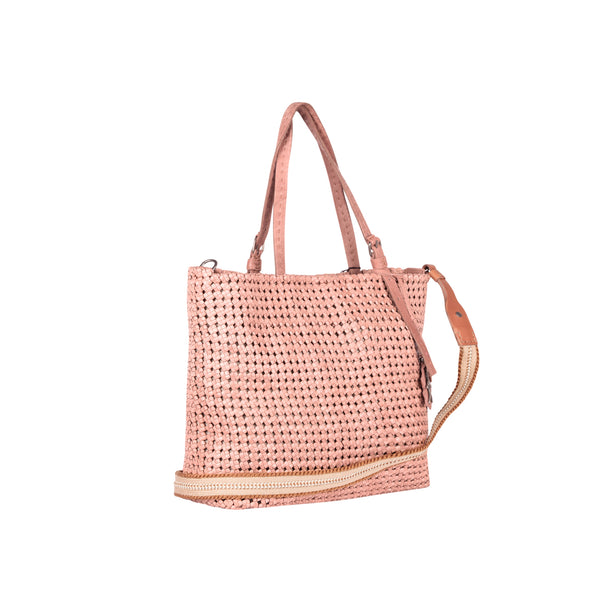 Henry Beguelin Minerva Shopping M Intreccio Crochet Pinkish Tan