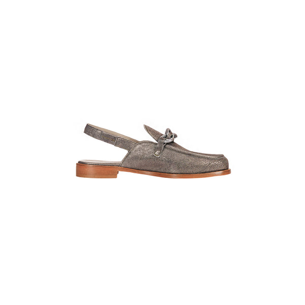 Henry Beguelin Moccasins Slingback Vegetal Lamè Dark Silver