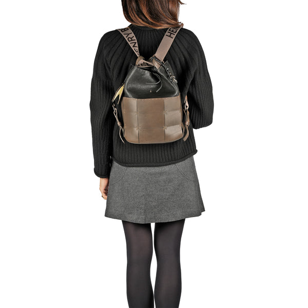 Henry Beguelin Olimpia Backpack Mosaico M Vegetal Wash Black Anthracite