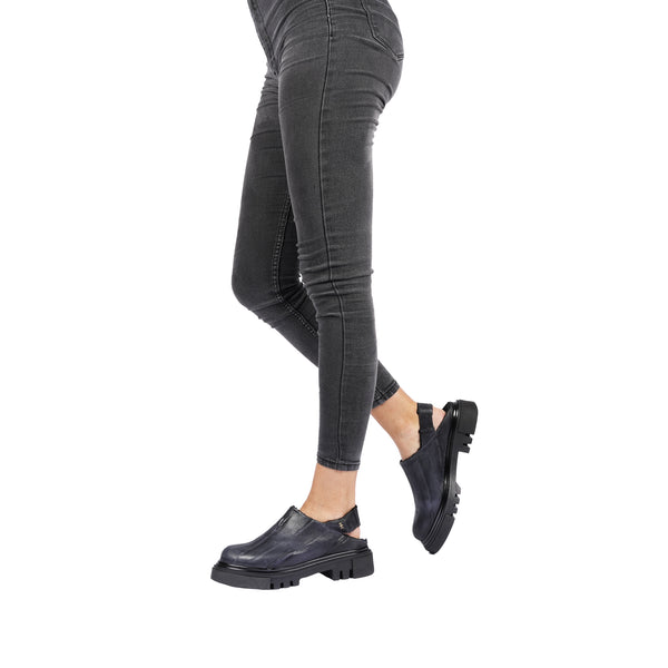 Henry Beguelin Open Back Slipper Plissettato Deep Blue