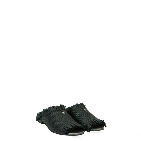 henry beguelin Open Toe Slipper Intreccio Soft Black