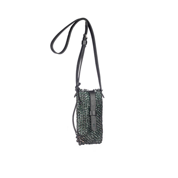 Henry Beguelin Phone Case Bag Intreccio Uncinetto Maltinto Forest Green