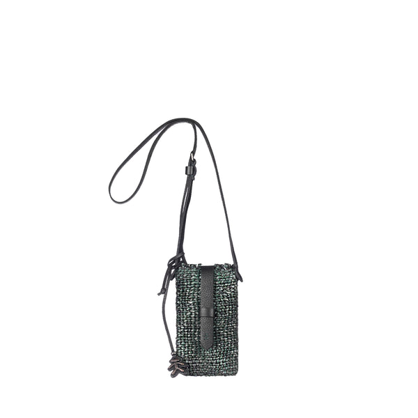 henry beguelin Phone Case Bag Intreccio Uncinetto Maltinto Forest Green