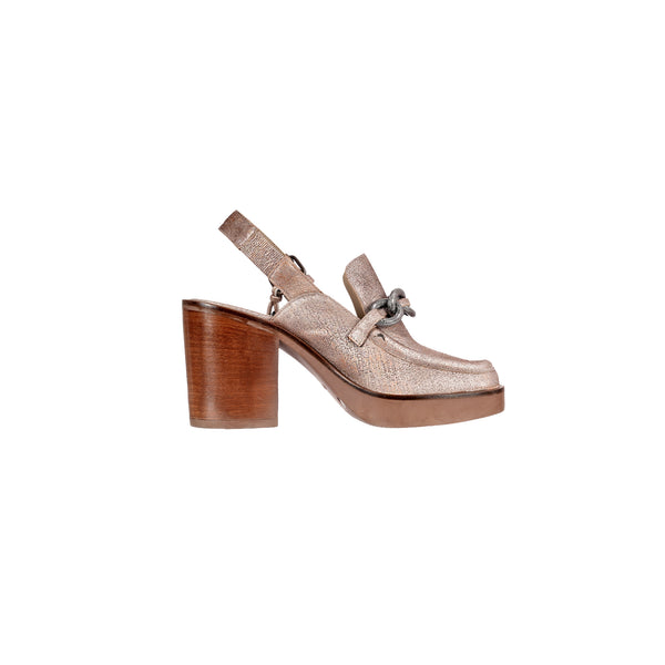 Henry Beguelin Platform Moccasin Graffiato Rose Gold