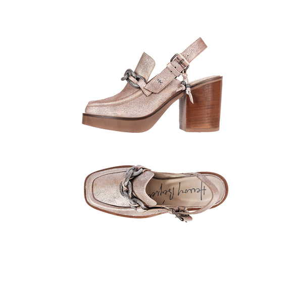 henry beguelin Platform Moccasin Graffiato Rose Gold