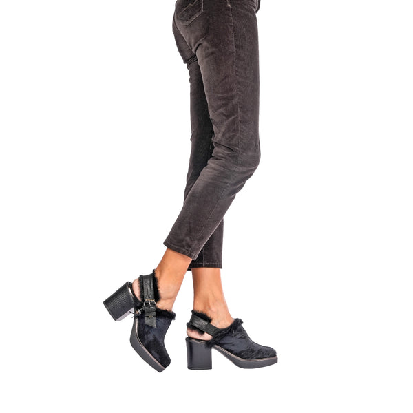 Henry Beguelin Platform Slingback Pony Shaded Shoes Black