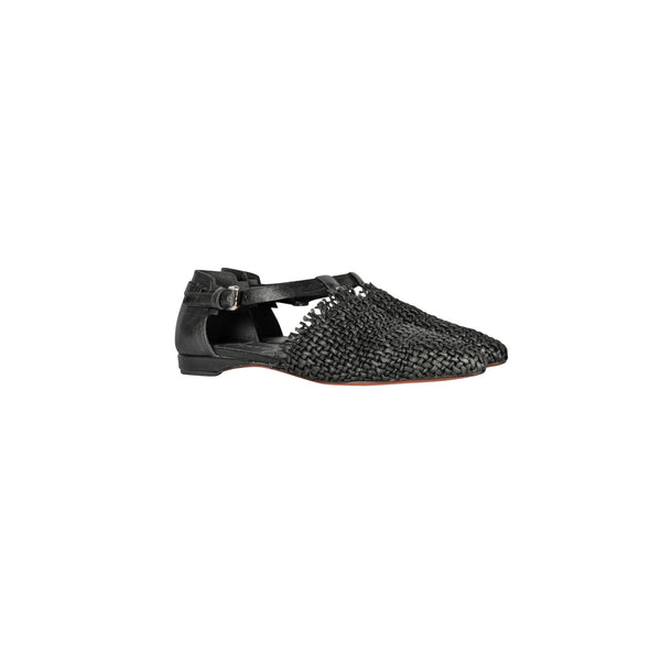Henry Beguelin Pointed Shoe Intreccio Madreperla Black