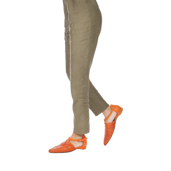 Henry Beguelin Pointed Shoe Intreccio Madreperla Orange