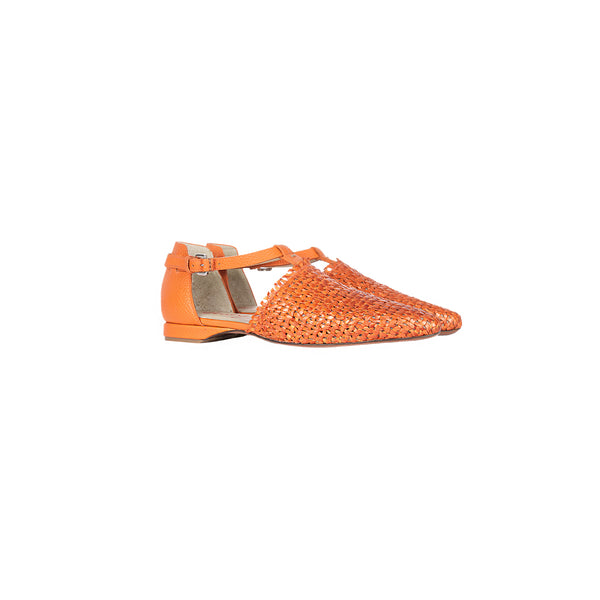 Henry Beguelin Pointed Shoe Intreccio Madreperla Orange
